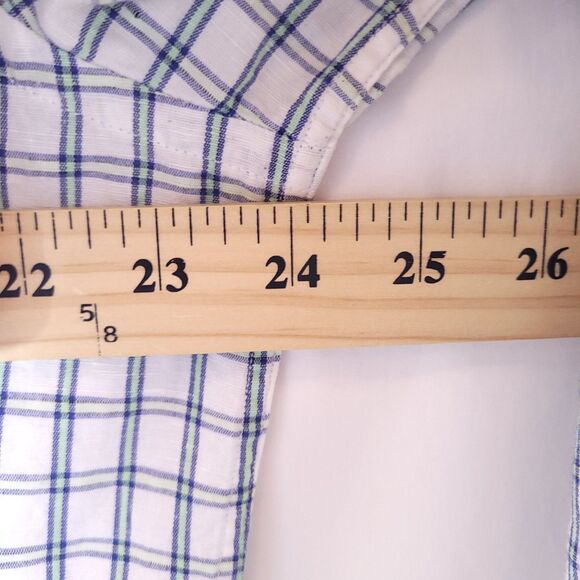 Southern Tide Linen Shirt Mens Large Check White, Green Casual Preppy - Picture 9 of 13